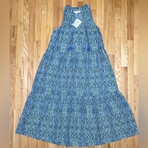 Chic Blue and Green Patterned Maxi Dress